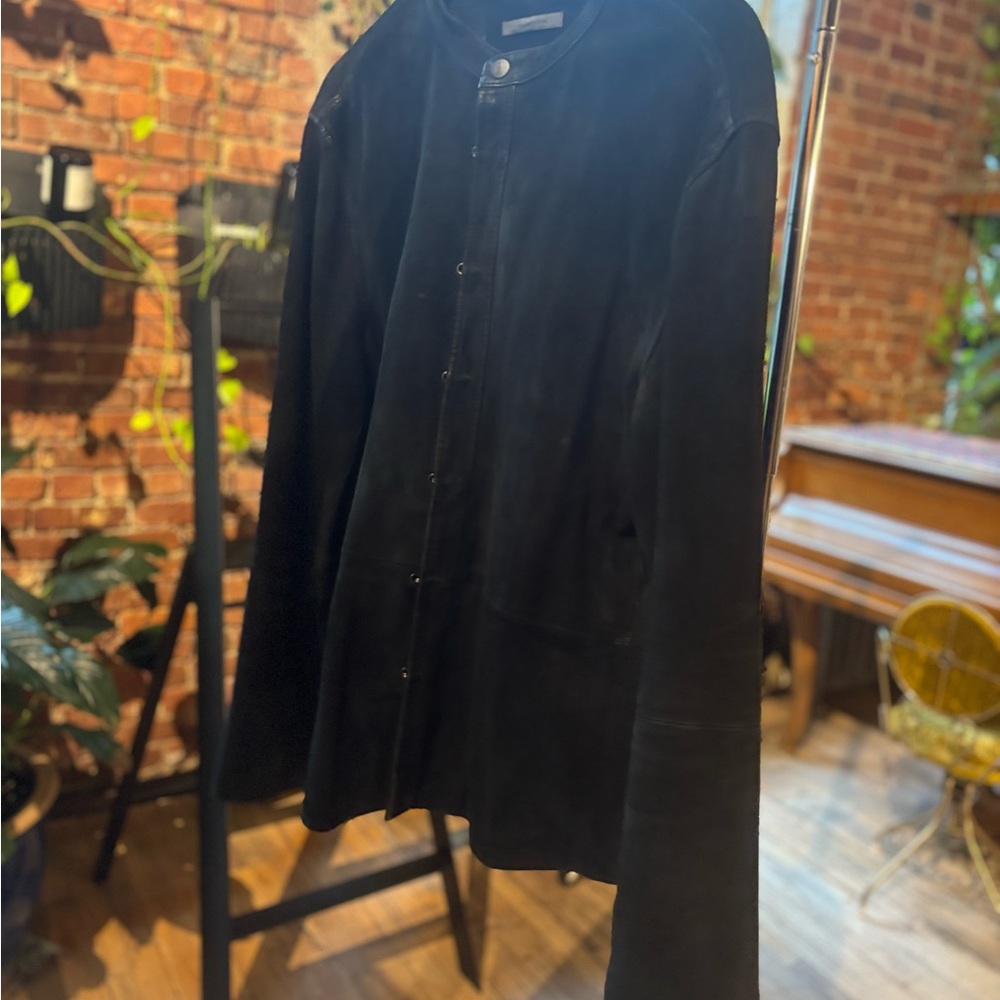 John Varvatos Black Men's Leather Jacket Goat Suede - Picture 3 of 8